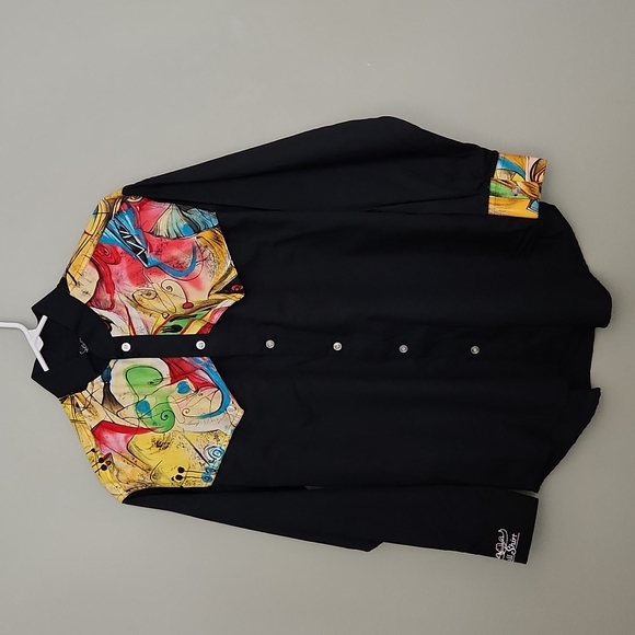 Men's Bull Shirt Western Rodeo Black LS Shirt - Picture 1 of 8